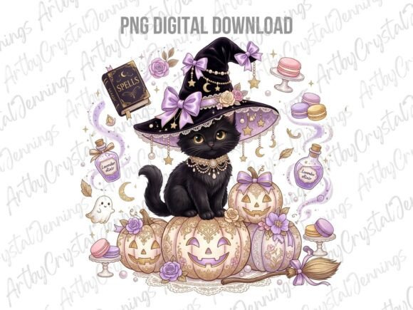 Download Coquette Witch Cat Halloween Clipart PNG - Halloween clipart png Collection