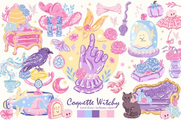 Download Coquette Witchy Halloween Clipart PNG - Halloween clipart png Collection