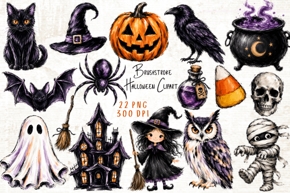 Download Brushstroke Halloween Clipart PNG - Halloween clipart png Collection