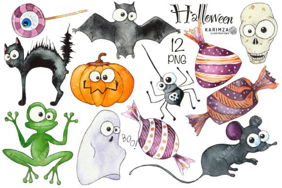 Download CUTE Watercolor Halloween Clipart PNG - Halloween clipart png Collection