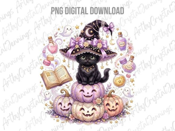 Download Cute Witch Cat Halloween Clipart PNG - Halloween clipart png Collection