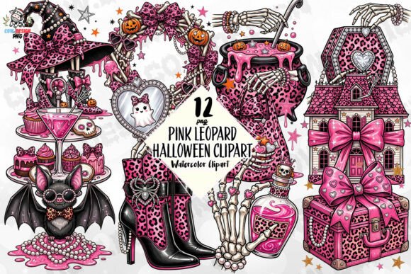 Download Pink Leopard Halloween Clipart PNG - Halloween clipart png Collection